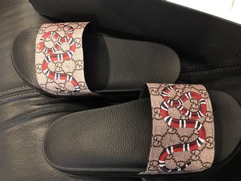 real gucci snake slides|Gucci cutout slides.